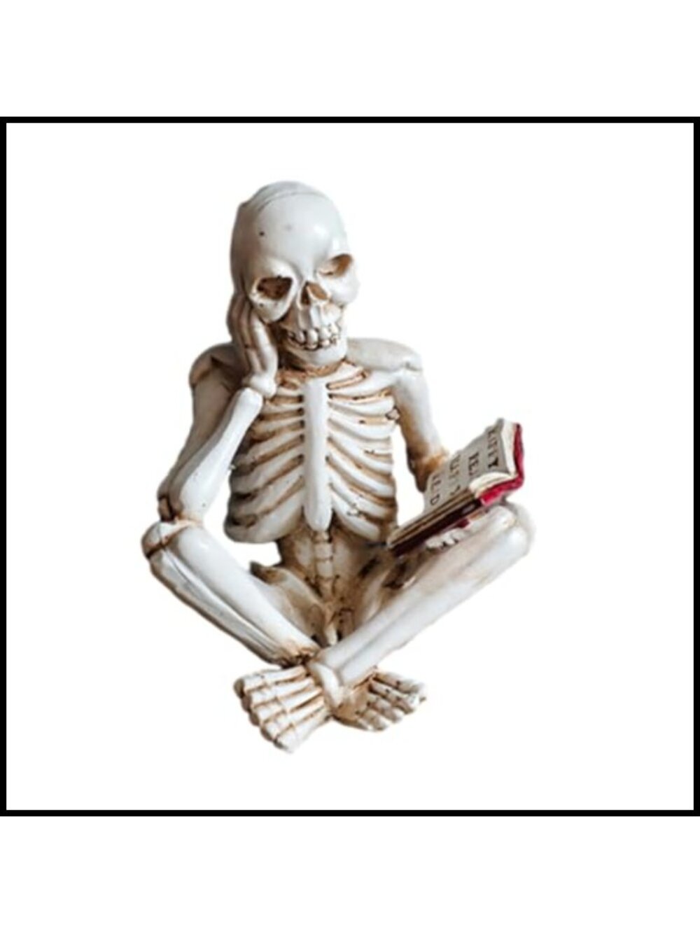 Skeleton Reading Statue Halloween Gothic Home Decor Resin Figurine